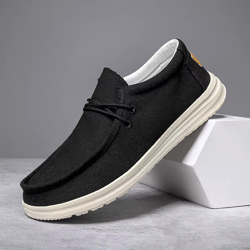 Men's Canvas Slip-On Boat Shoes - Lightweight Non-Slip Casual Loafers in Extended Sizes