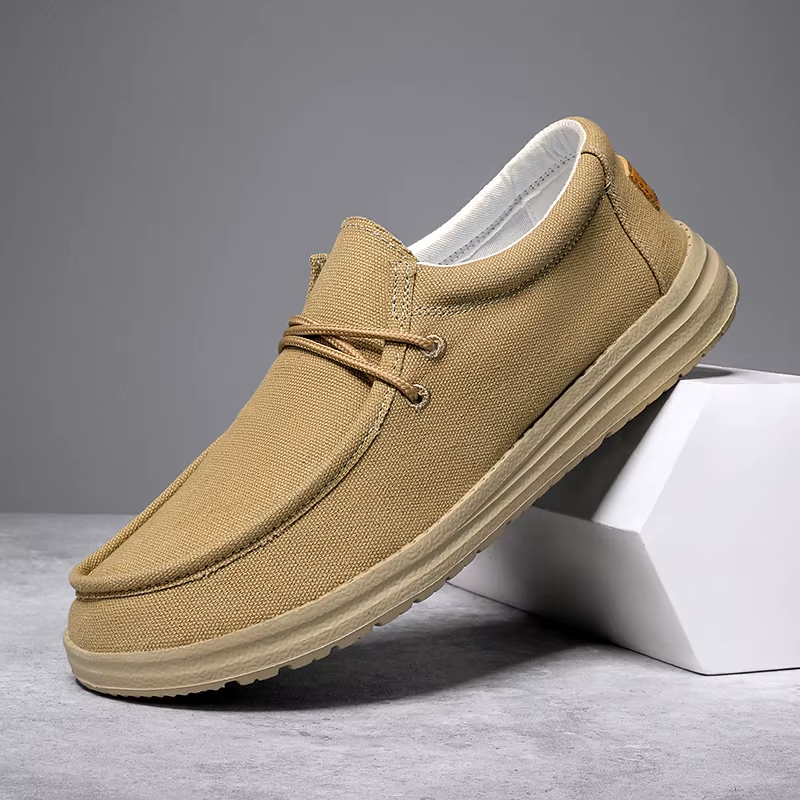 Men's Canvas Slip-On Boat Shoes - Lightweight Non-Slip Casual Loafers in Extended Sizes