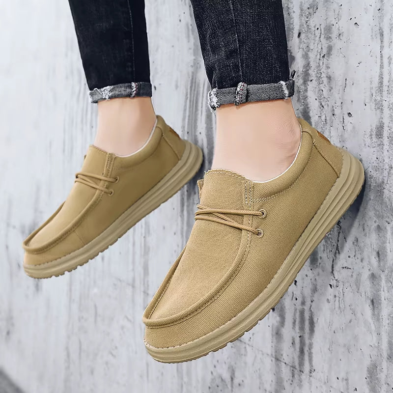 Men's Canvas Slip-On Boat Shoes - Lightweight Non-Slip Casual Loafers in Extended Sizes
