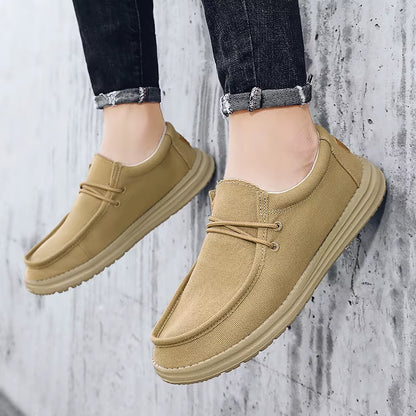 Men's Canvas Slip-On Boat Shoes - Lightweight Non-Slip Casual Loafers in Extended Sizes