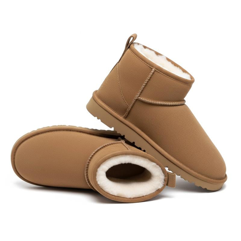 OOW Ankle Mini Boots for Women Genuine Suede Faux Fur Resistant Warm Snow Boots Indoor & Outdoor Trending Comfortable Women'S Ankle Boots with Memory Foam Insole and Anti-Slip Traction - Footwear
