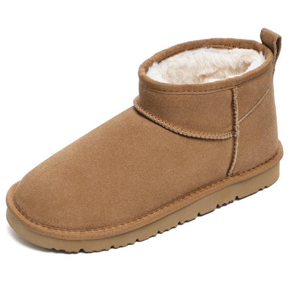OOW Ankle Mini Boots for Women Genuine Suede Faux Fur Resistant Warm Snow Boots Indoor & Outdoor Trending Comfortable Women'S Ankle Boots with Memory Foam Insole and Anti-Slip Traction - Footwear