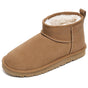 OOW Ankle Mini Boots for Women Genuine Suede Faux Fur Resistant Warm Snow Boots Indoor & Outdoor Trending Comfortable Women'S Ankle Boots with Memory Foam Insole and Anti-Slip Traction - Footwear