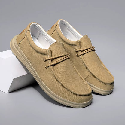 Men's Canvas Slip-On Boat Shoes - Lightweight Non-Slip Casual Loafers in Extended Sizes